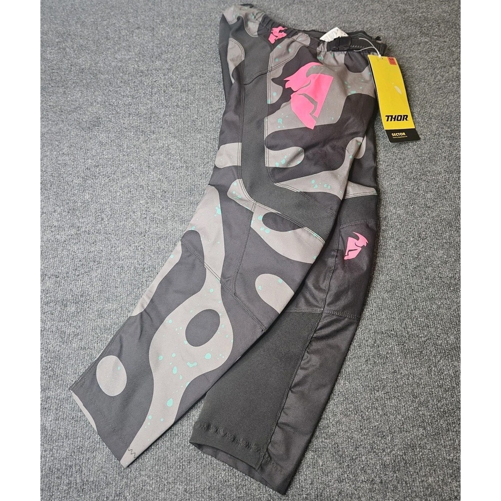 NWT Thor Women's Sector Motorcycle Riding Pants Size 5/6 Gray Pink Motocross